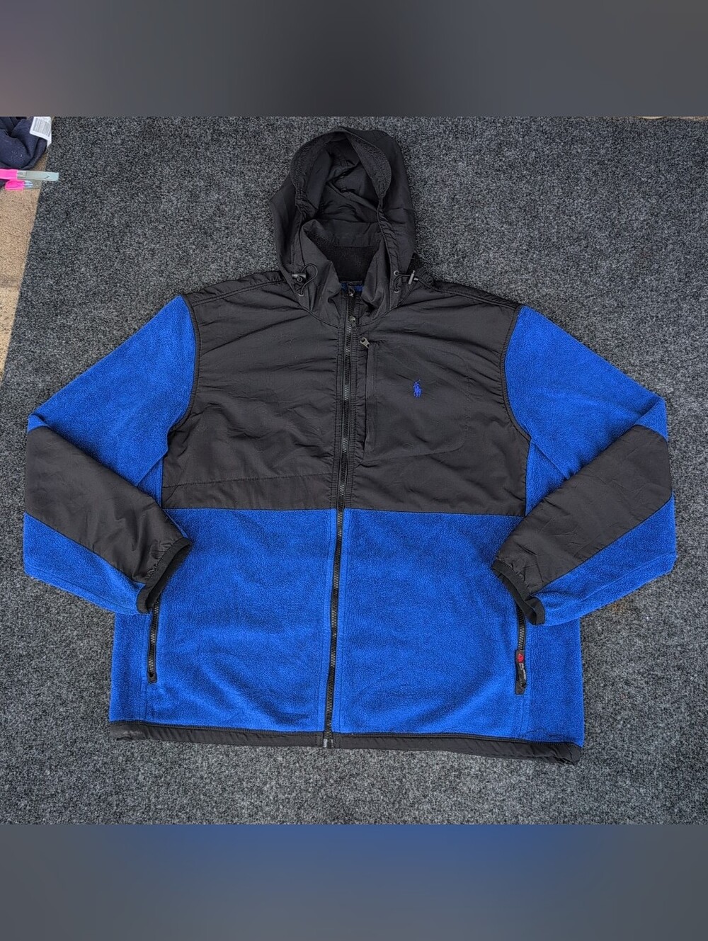 Vtg Polo Ralph Lauren Jacket Mens Extra Large Black Blue Polartec Fleece Denali